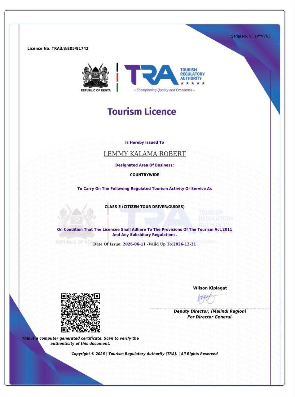 Certificato TRA di In Kenya con Padova